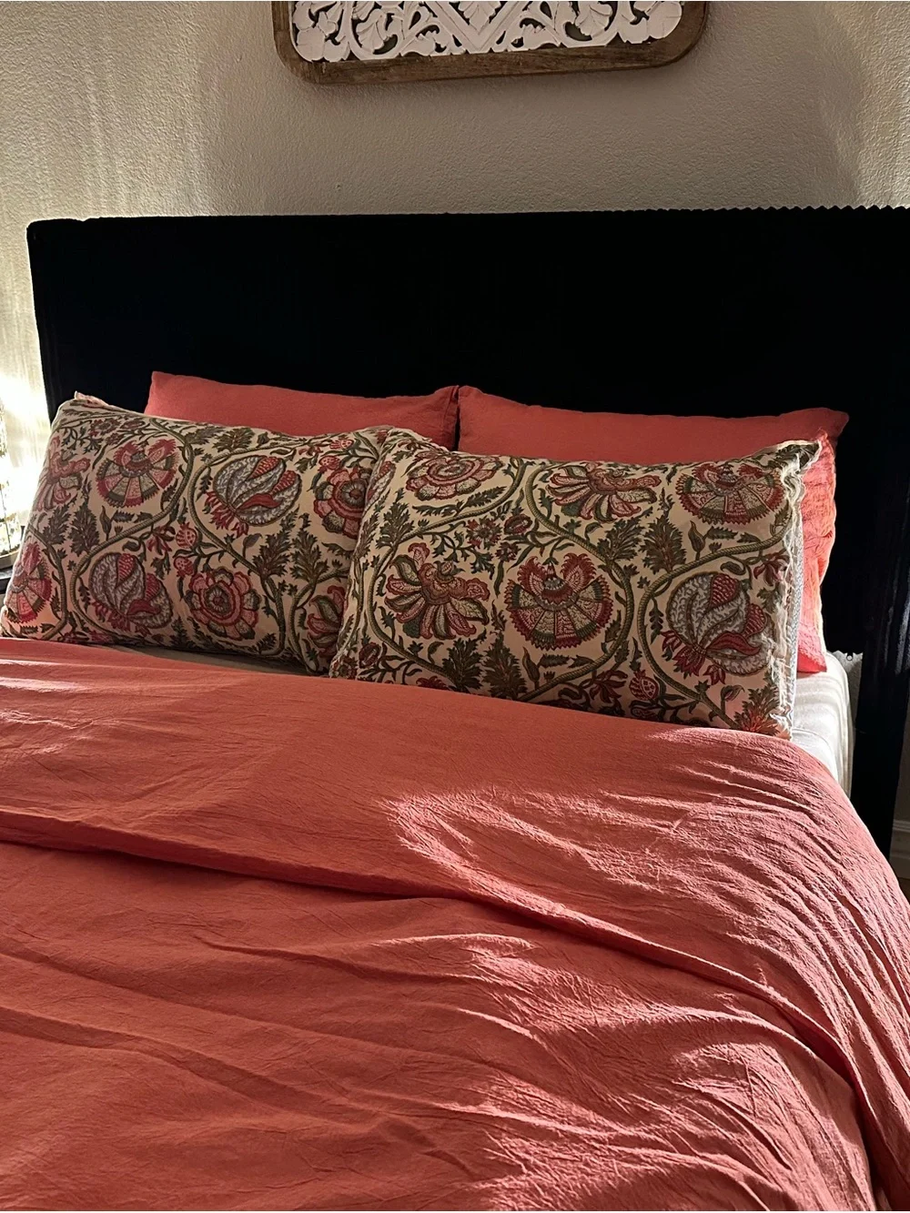 Coral Cotton Duvet Cover Set - Unbranded